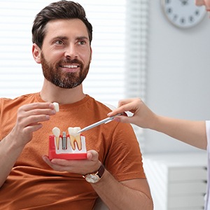 Man listening to dentist during consultation